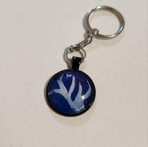 Hand Painted Black Circle Keychain